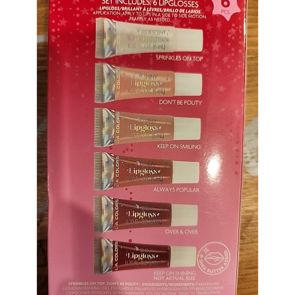 NEw L.A. Colors Dream to Gleam 6 pc. Shiny Lip Gloss Set & Eyeshadow Palette Set